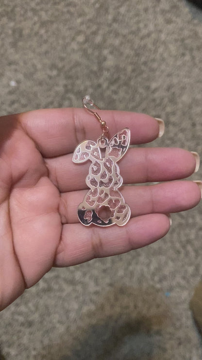 Rose Leopard Bunny Earrings