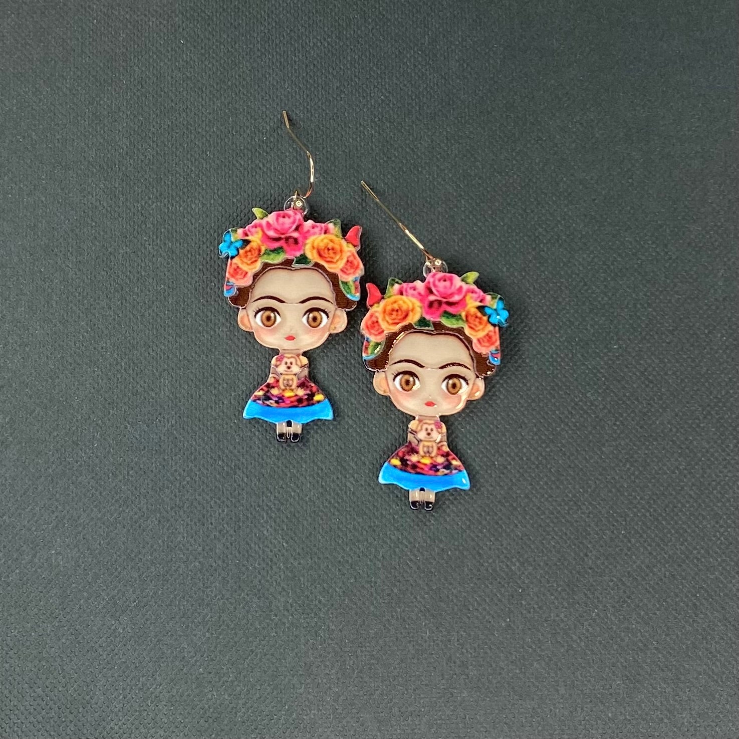 Frida in blue dress earrings